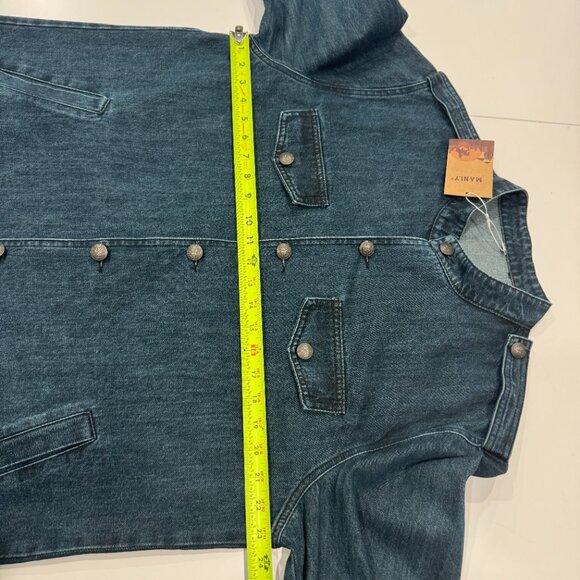 Men's Vintage Stand Collar Denim Jacket New, Size XL - Picture 14 of 17